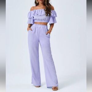 🔴Lavender Off-Shoulder two piece
